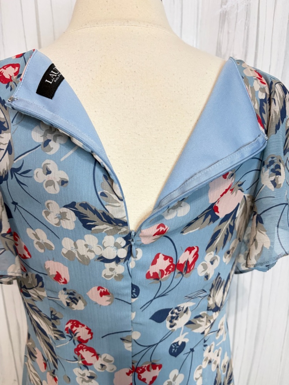 LAUREN RALPH LAUREN Black Label Floral Ruffle-Trim Georgette Gown, Size 8 - Picture 10 of 15